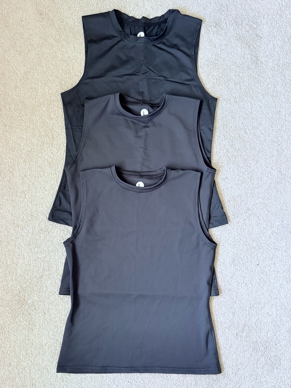 Made In Canada “Brand New” 3-Piece Fitted Black Sleeveless Tank Top SZ.L